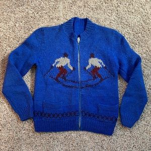 Homemade Alpine Skiier Knitted Zippered Sweater